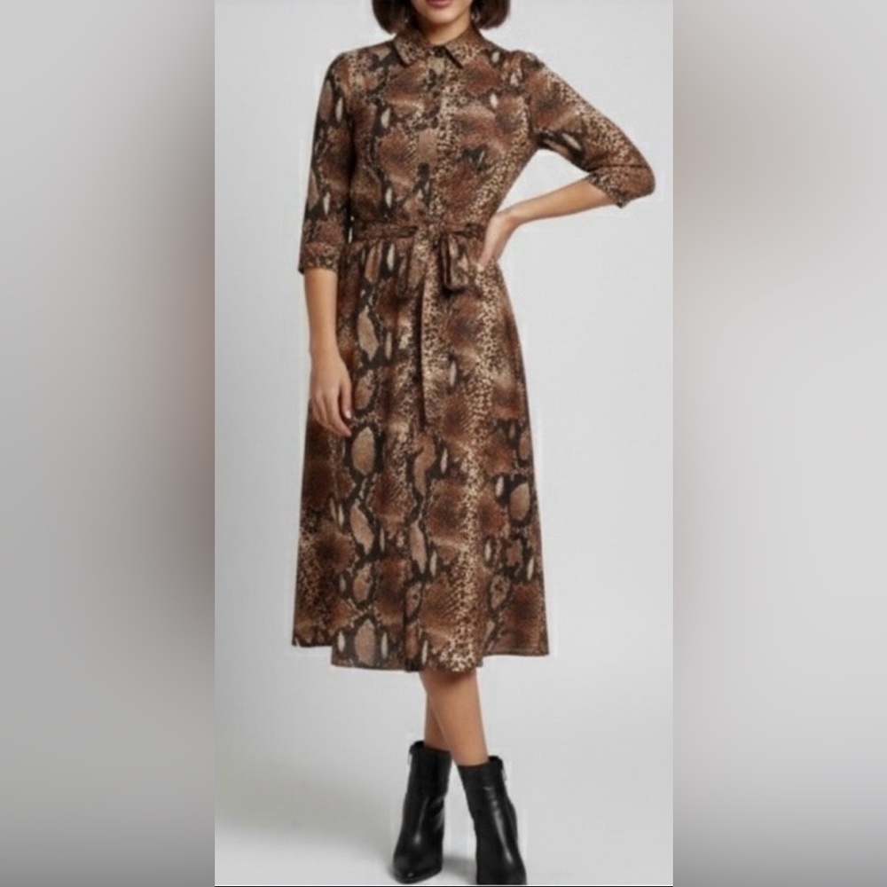 Caroline Constas Snake Print  Midi Dress Size M  NWT